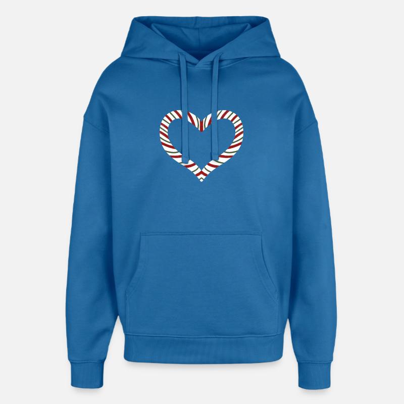 Candy Cane Rayé Coeur - Sweat à capuche unisexe Stanley/Stella Oversized - bleu attentif