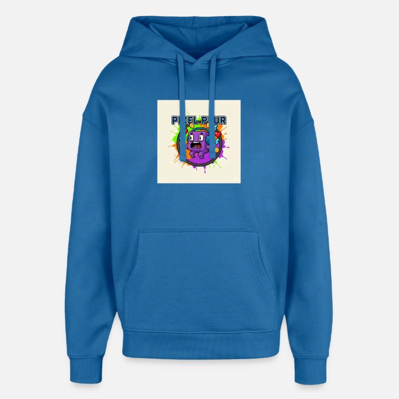 Pixel Peur Monstre Pixel Art - Sweat à capuche unisexe Stanley/Stella Oversized - bleu attentif