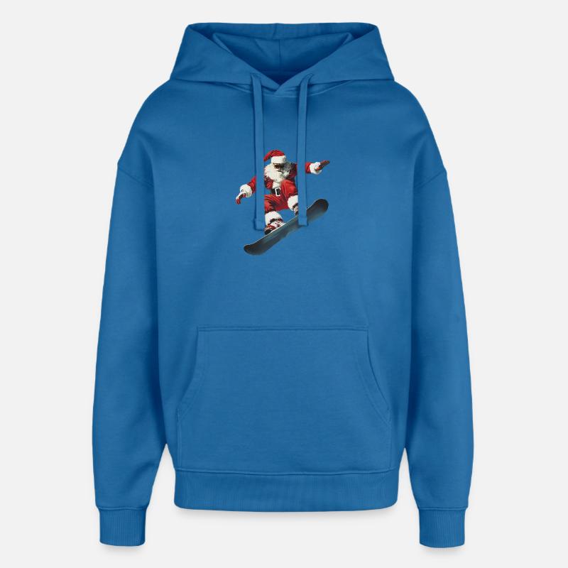 Père Noël Snowboard Hiver Drôle - Sweat à capuche unisexe Stanley/Stella Oversized - bleu attentif