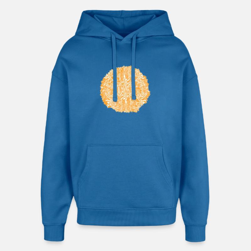 Orange tie-dye circle pattern - Oversized Unisex Hoodie by Stanley/Stella - mindful blue