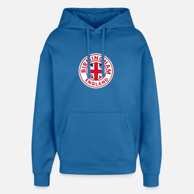 Insigne du Birmingham England Shield - Sweat à capuche unisexe Stanley/Stella Oversized - bleu attentif