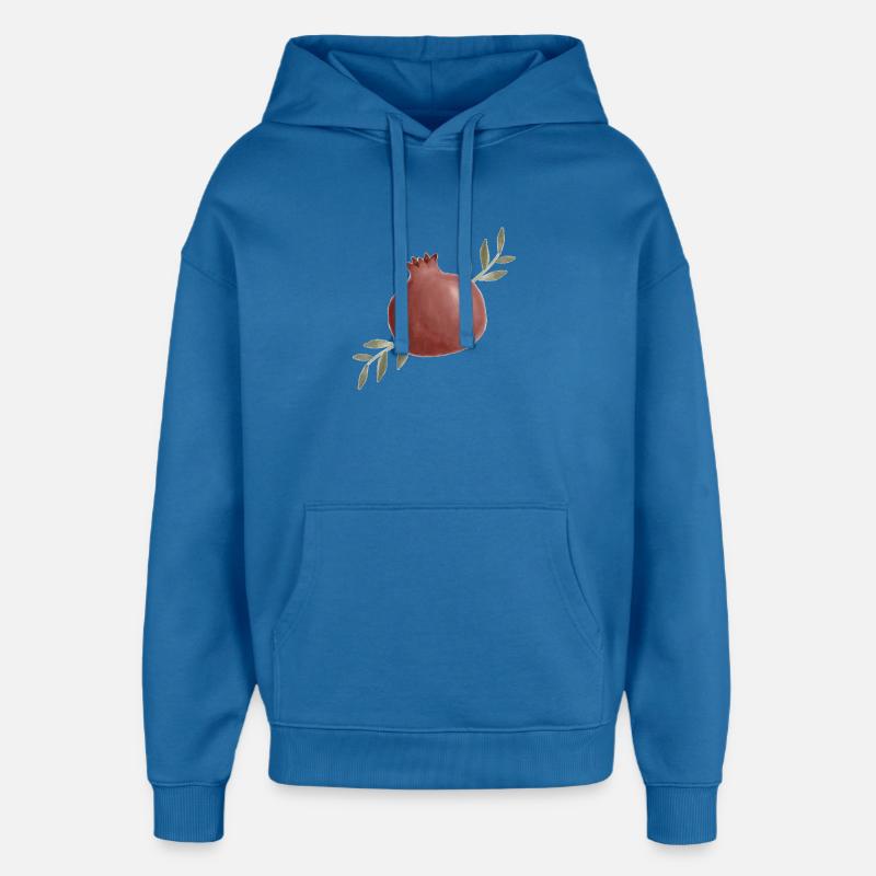 Aquarelle Grenade avec feuilles - Sweat à capuche unisexe Stanley/Stella Oversized - bleu attentif