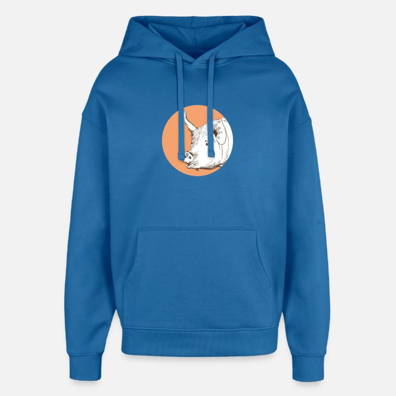 Cochon - Sweat à capuche unisexe Stanley/Stella Oversized - bleu attentif