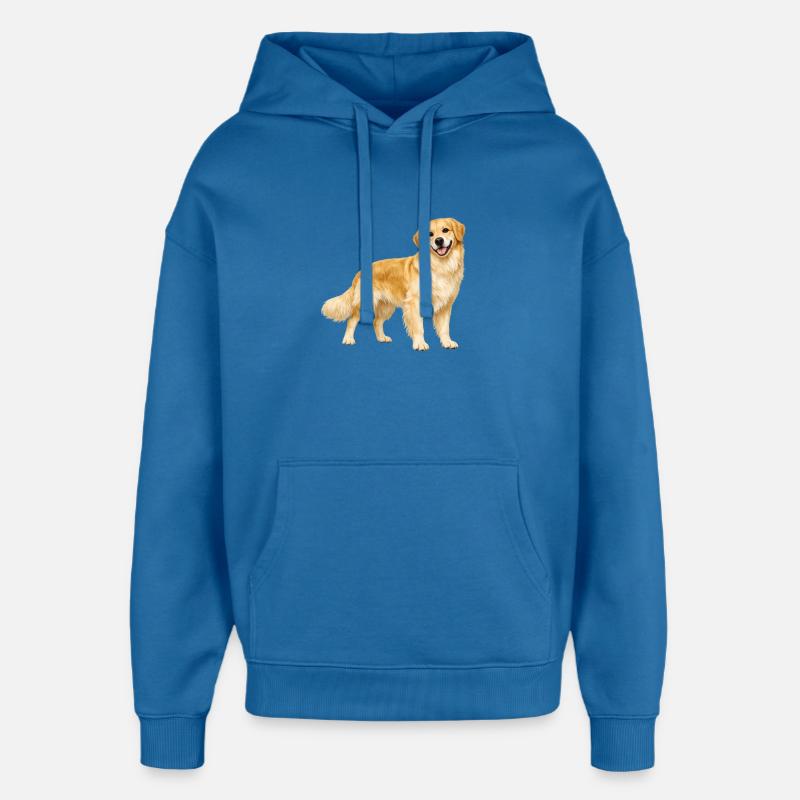 Golden Retriever souriant - Sweat à capuche unisexe Stanley/Stella Oversized - bleu attentif