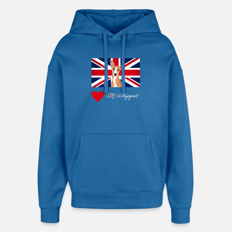 LUVMYWHIPPET (Texte blanc, Vibrant) - Sweat à capuche unisexe Stanley/Stella Oversized - bleu attentif