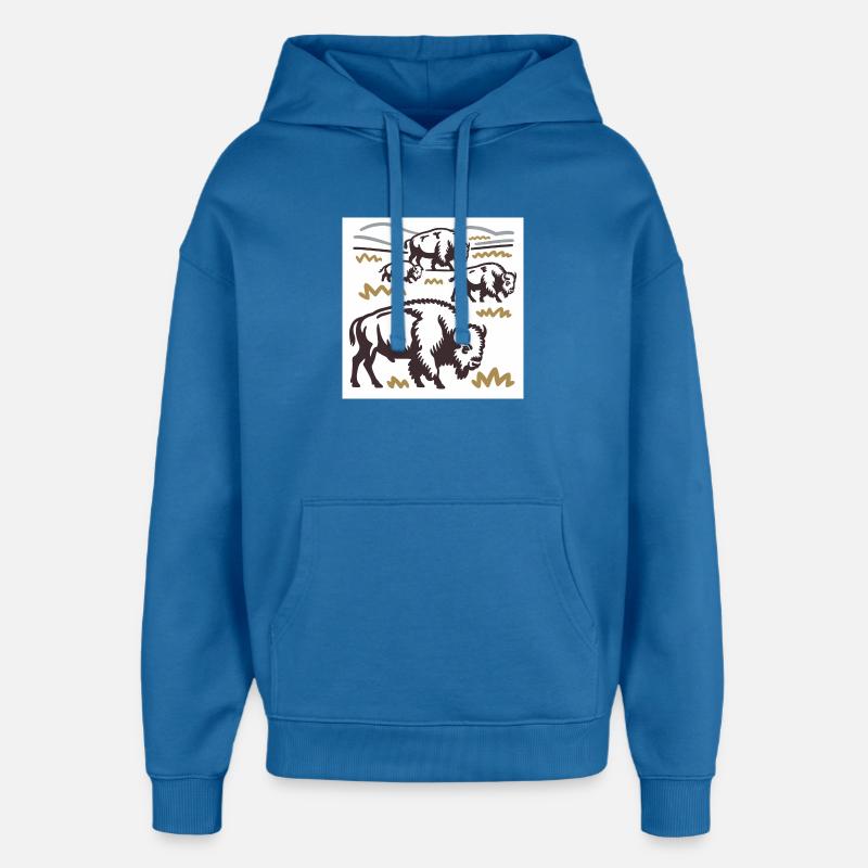Bisonherde auf der Steppe - Oversized Unisex Hoodie von Stanley/Stella - Achtsames Blau
