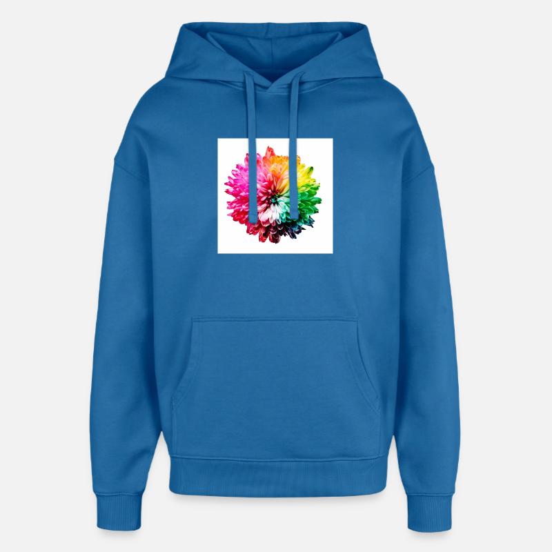Explosion de la Fleur Arc-en-ciel - Sweat à capuche unisexe Stanley/Stella Oversized - bleu attentif