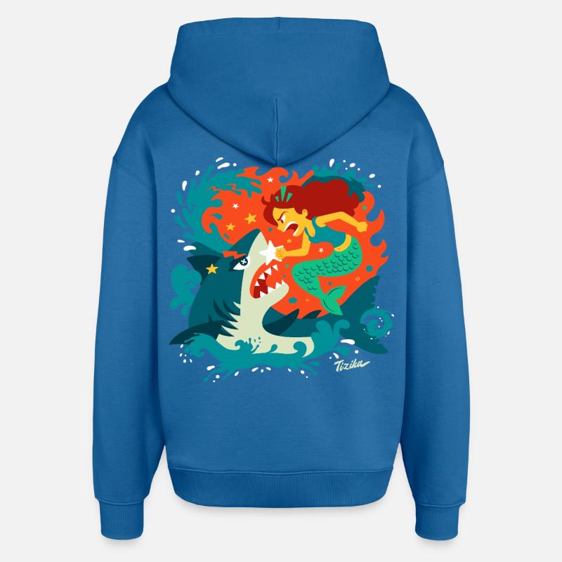 Sirène versus Requin - Sweat à capuche unisexe Stanley/Stella Oversized - bleu attentif
