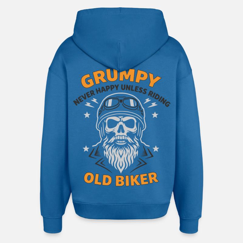 Grumpy Old Biker Skull - Sweat à capuche unisexe Stanley/Stella Oversized - bleu attentif
