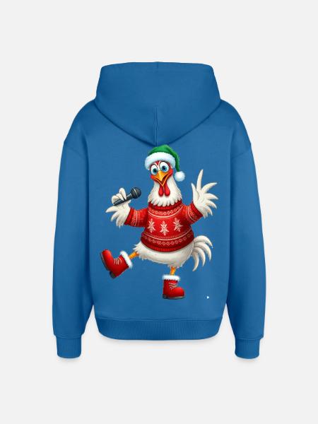 Holiday Singing Hen Sweater - Oversized Unisex Hoodie by Stanley/Stella - mindful blue