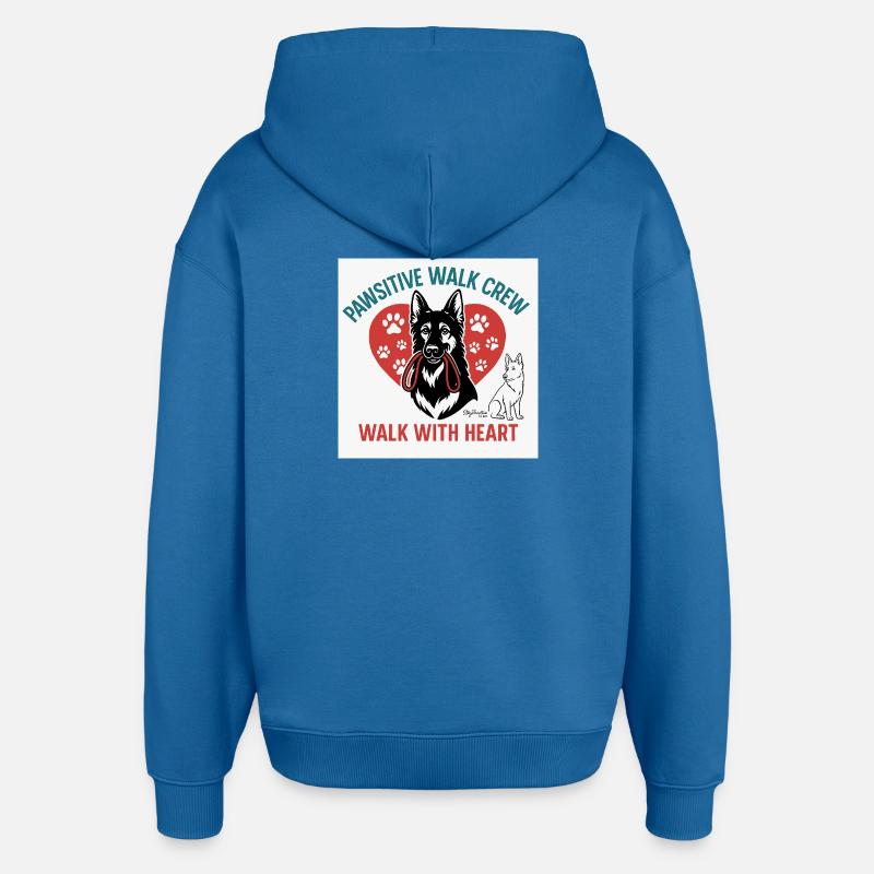 Pawsitive Walk Crew Coeur Pattes - Sweat à capuche unisexe Stanley/Stella Oversized - bleu attentif