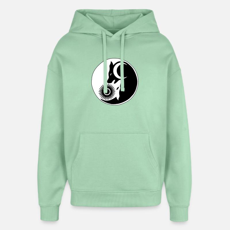 Loup yin yang - Sweat à capuche unisexe Stanley/Stella Oversized - jade brumeux