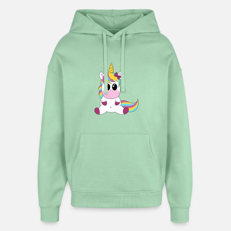 Motif câlin arc-en-ciel licorne - Sweat à capuche unisexe Stanley/Stella Oversized - jade brumeux