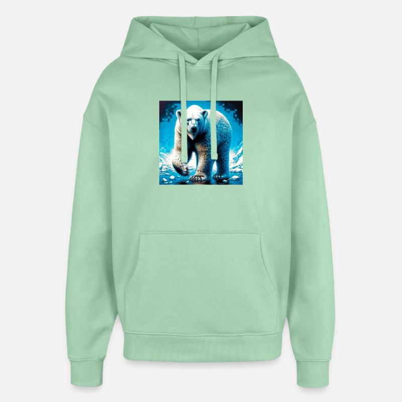 ours blanc - Sweat à capuche unisexe Stanley/Stella Oversized - jade brumeux