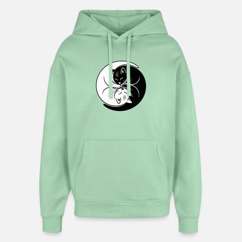 Yin-Yang Chats Noir Blanc Symbole d’Harmonie - Sweat à capuche unisexe Stanley/Stella Oversized - jade brumeux