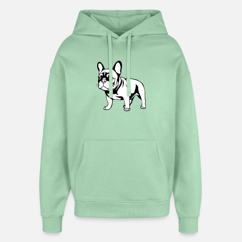 Bouledogue français noir et blanc - Sweat à capuche unisexe Stanley/Stella Oversized - jade brumeux