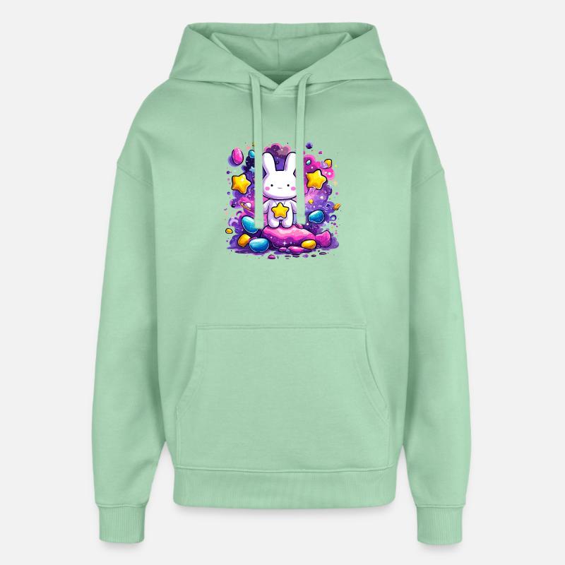 Étoiles de Kawaii Space Bunny - Sweat à capuche unisexe Stanley/Stella Oversized - jade brumeux