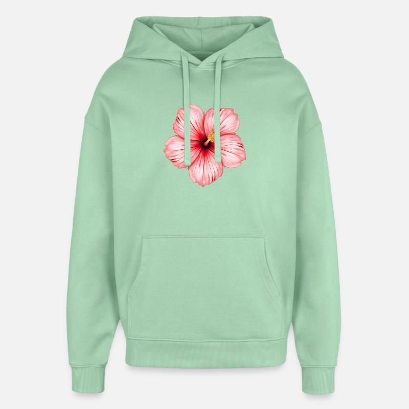 Fleur d’hibiscus - Sweat à capuche unisexe Stanley/Stella Oversized - jade brumeux