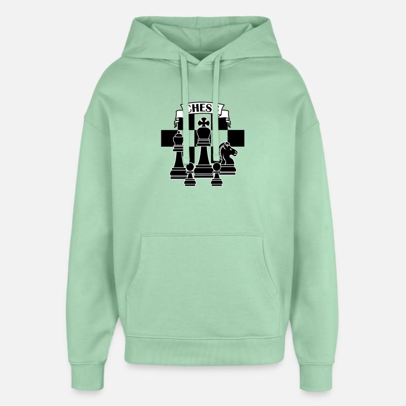 Pièces d’échecs noires - Sweat à capuche unisexe Stanley/Stella Oversized - jade brumeux