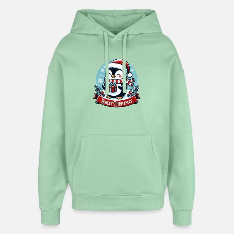 Mignon cadeau de pingouin de Noël - Sweat à capuche unisexe Stanley/Stella Oversized - jade brumeux