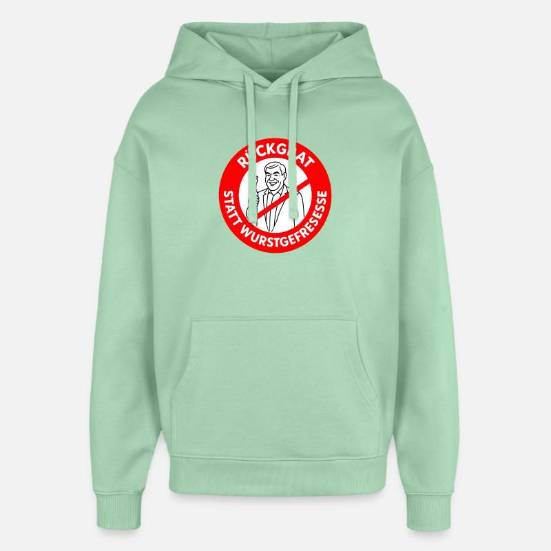 Rückgrat statt Wurstgefresse! Comic-WUNSCHFARBEN  - Oversized Unisex Hoodie von Stanley/Stella - Nebeljade