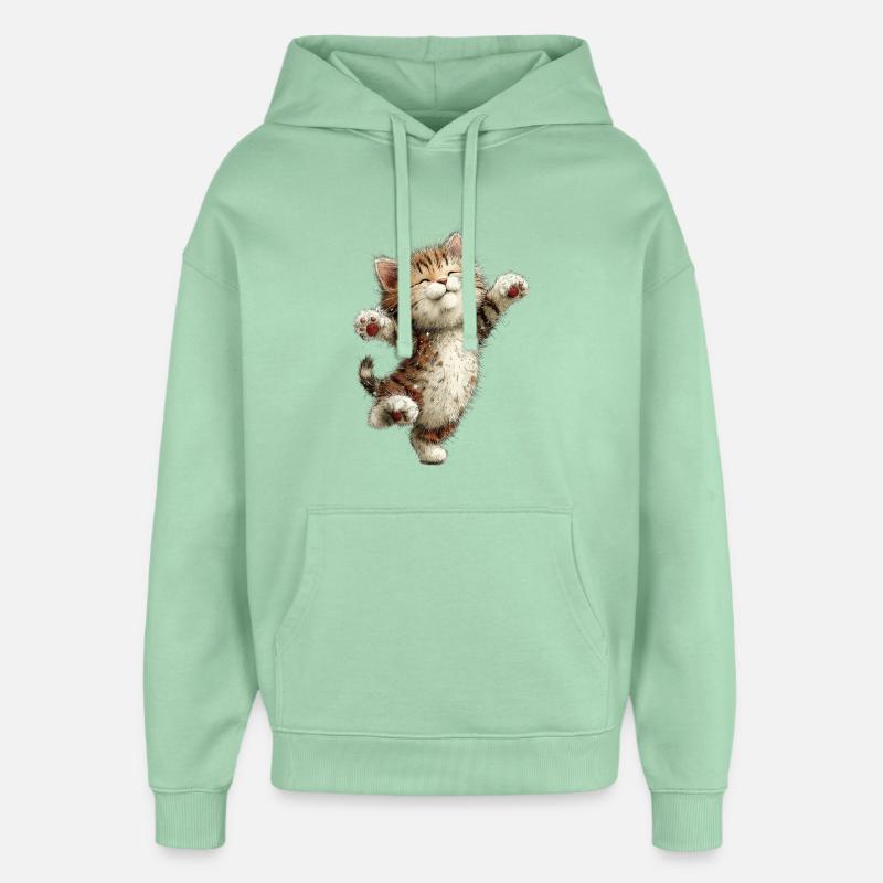 Chat heureux - Sweat à capuche unisexe Stanley/Stella Oversized - jade brumeux