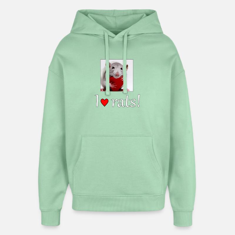 Rat avec un cœur - Sweat à capuche unisexe Stanley/Stella Oversized - jade brumeux