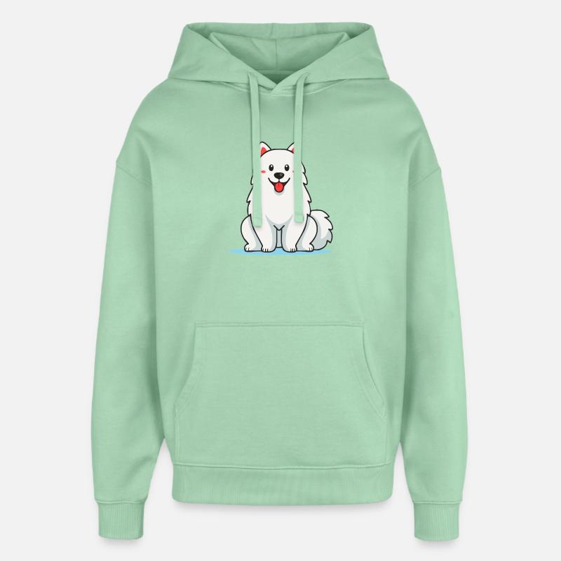 Chien Samoyède Blanc Duveux (bande dessinée) - Sweat à capuche unisexe Stanley/Stella Oversized - jade brumeux