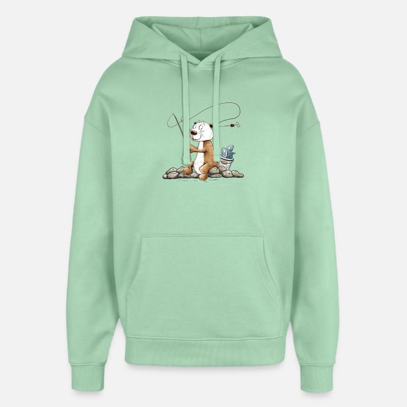 Droll Angler Otter Pêche MODARTIS - Sweat à capuche unisexe Stanley/Stella Oversized - jade brumeux