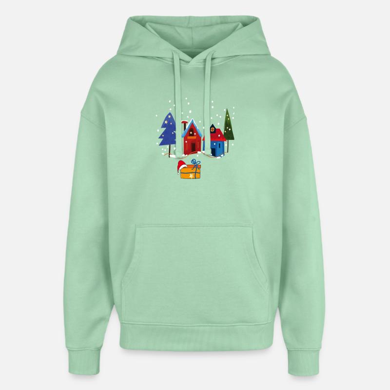 Maisons d’hiver avec de la neige - Sweat à capuche unisexe Stanley/Stella Oversized - jade brumeux