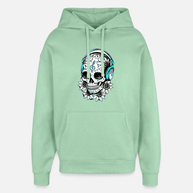 Crâne De Musique - Sweat à capuche unisexe Stanley/Stella Oversized - jade brumeux