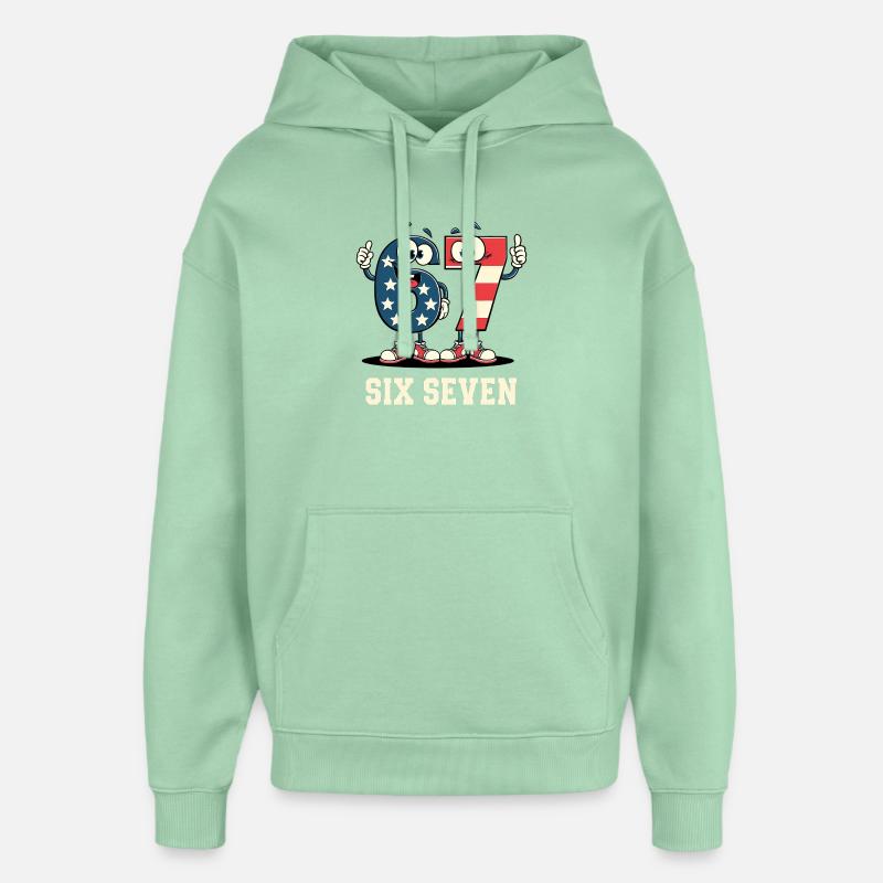 US Flag 67 Memes Six Seven - Sweat à capuche unisexe Stanley/Stella Oversized - jade brumeux