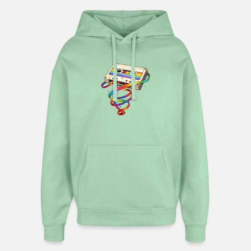 Cassette rétro avec ruban arc-en-ciel - Sweat à capuche unisexe Stanley/Stella Oversized - jade brumeux