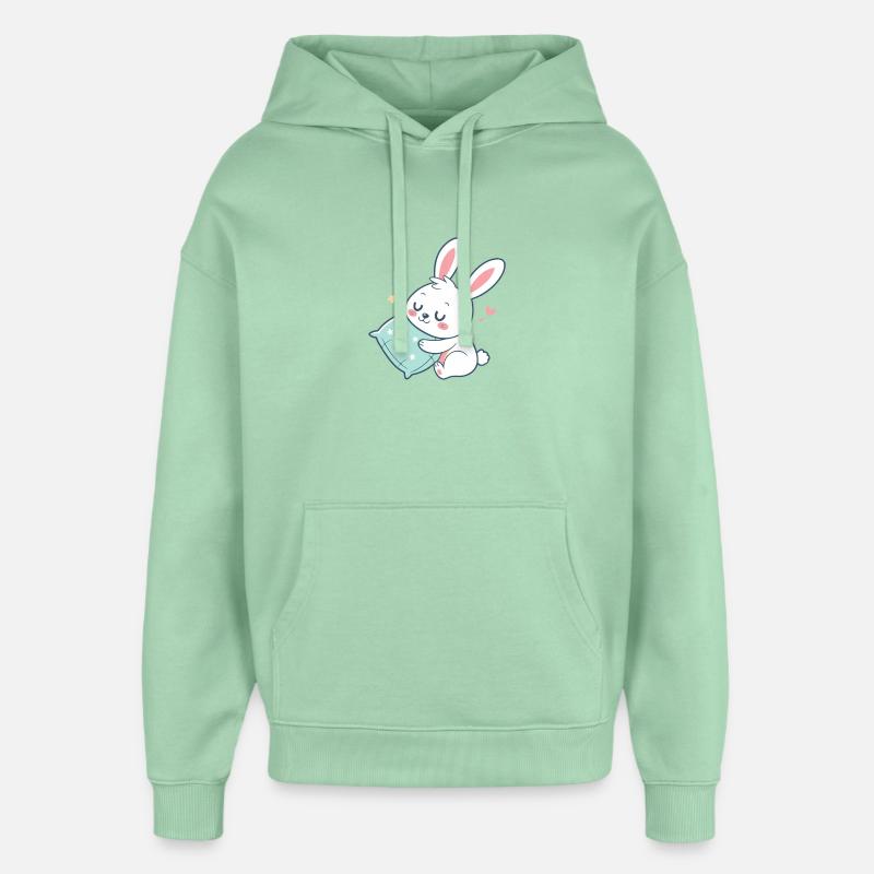 Lapin câlin et oreiller étoilé - Sweat à capuche unisexe Stanley/Stella Oversized - jade brumeux