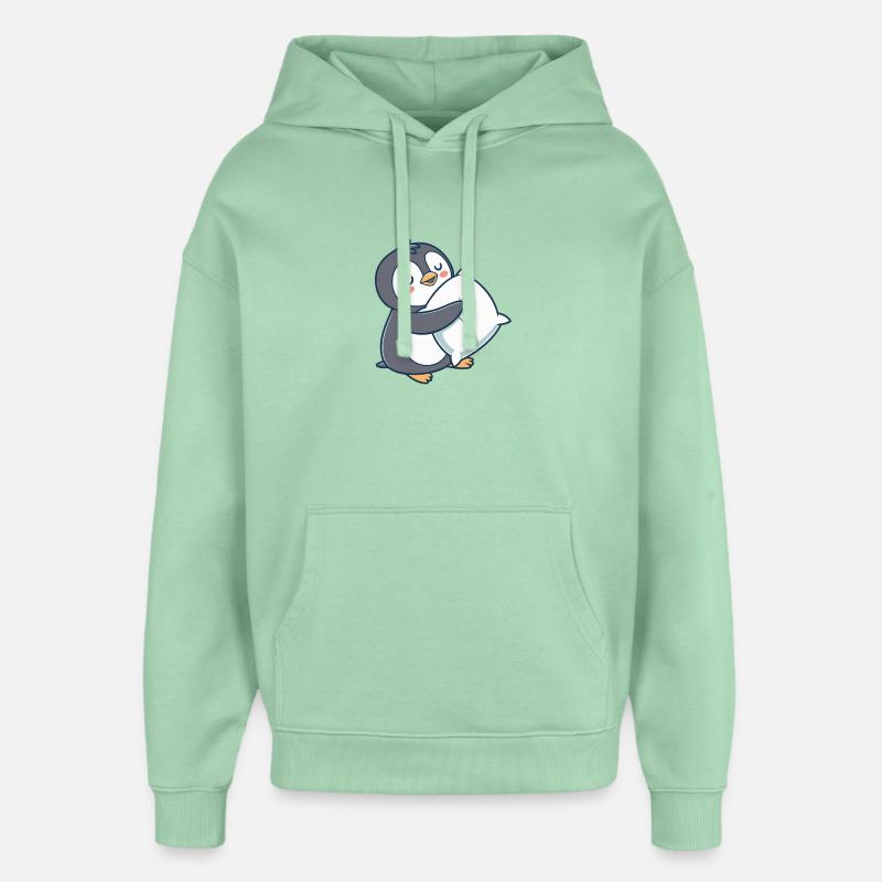 Pingouin Câlin Pastel - Sweat à capuche unisexe Stanley/Stella Oversized - jade brumeux
