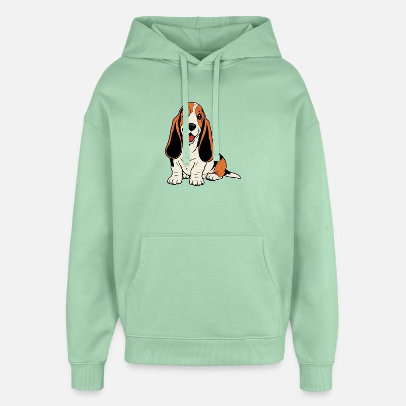 Basset Hound_Hund_sitzendd_farbig - Sweat à capuche unisexe Stanley/Stella Oversized - jade brumeux
