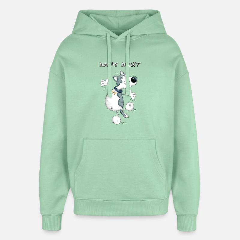 Funny Husky - Sweat à capuche unisexe Stanley/Stella Oversized - jade brumeux
