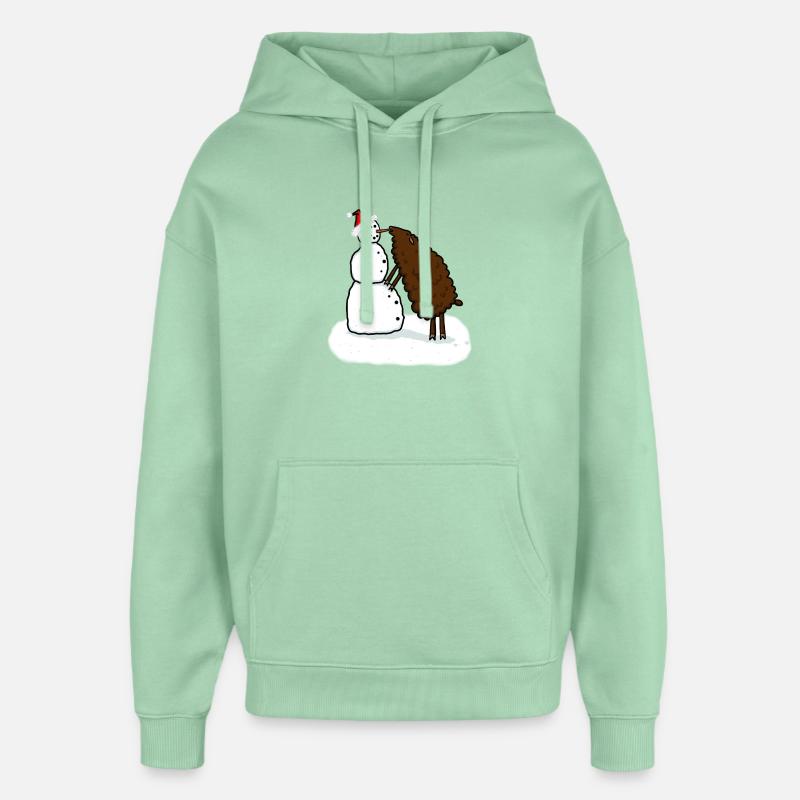 Bonhomme de neige et moutons - Sweat à capuche unisexe Stanley/Stella Oversized - jade brumeux