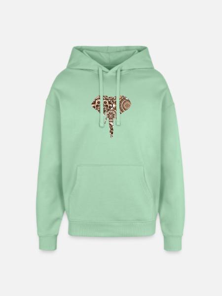 Elephant pattern - Oversized Unisex Hoodie by Stanley/Stella - misty jade