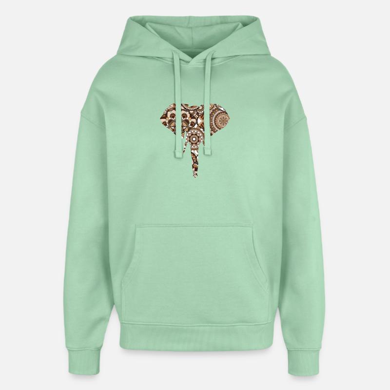 Elephant pattern - Oversized Unisex Hoodie by Stanley/Stella - misty jade