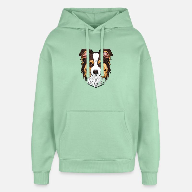 J’aime mon Border Collie - Sweat à capuche unisexe Stanley/Stella Oversized - jade brumeux