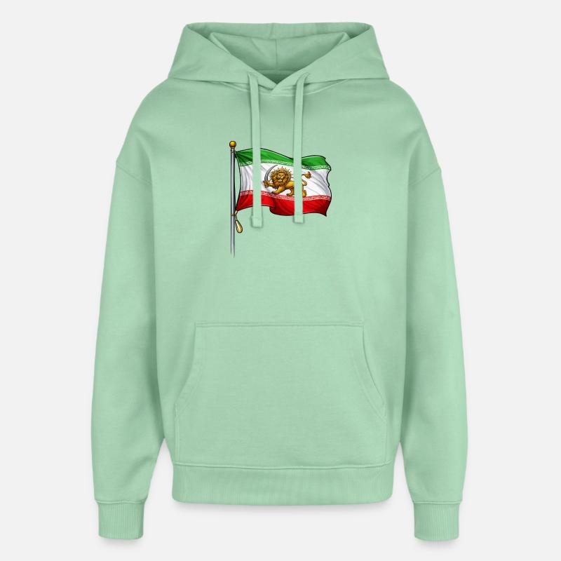 Épée du Lion Drapeau iranien - Sweat à capuche unisexe Stanley/Stella Oversized - jade brumeux