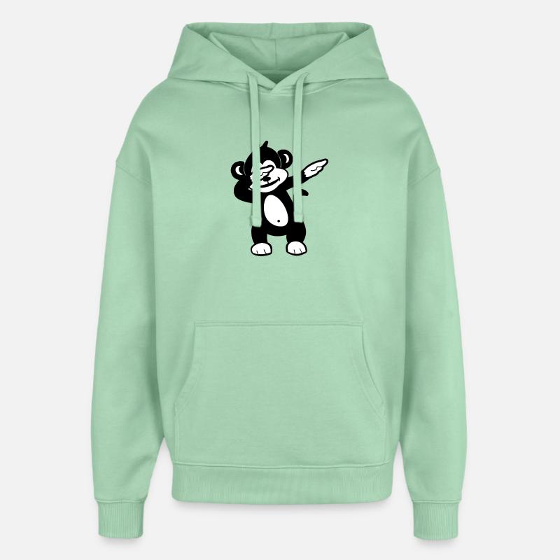 Gribouillis Clin d’Œil Panda Monochrome - Sweat à capuche unisexe Stanley/Stella Oversized - jade brumeux