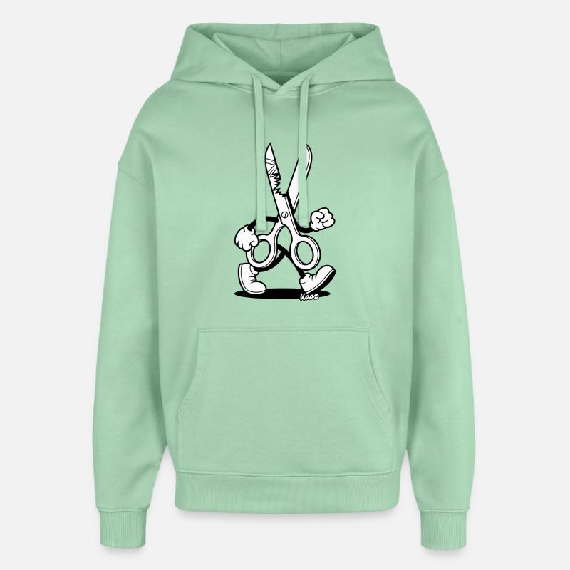 Dessin animé rétro : Ciseaux avec pieds - Sweat à capuche unisexe Stanley/Stella Oversized - jade brumeux