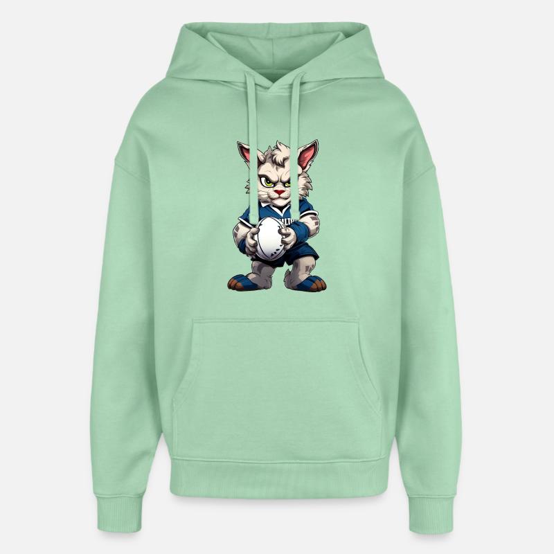 Rugby Cat - Oversized Unisex Hoodie by Stanley/Stella - misty jade