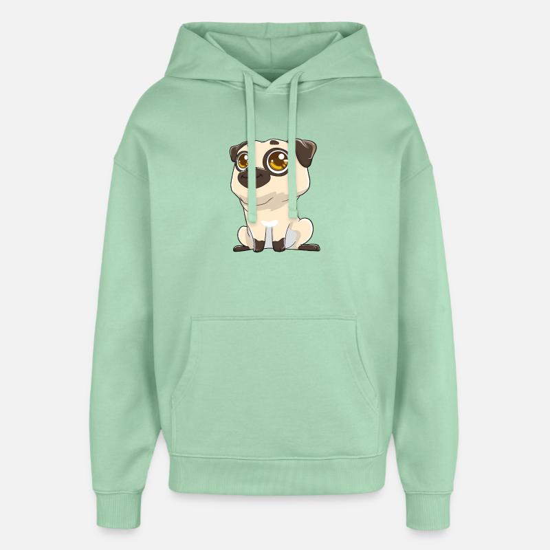 Mignon carlin aux grands yeux - Sweat à capuche unisexe Stanley/Stella Oversized - jade brumeux