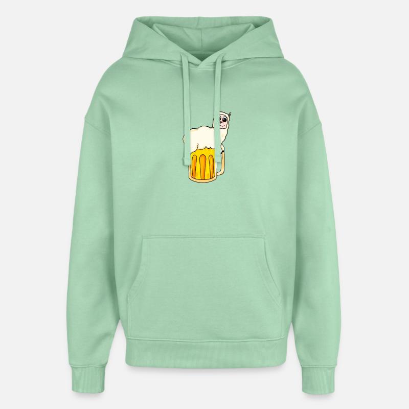 Bière drôle d’animal alpaga - Sweat à capuche unisexe Stanley/Stella Oversized - jade brumeux