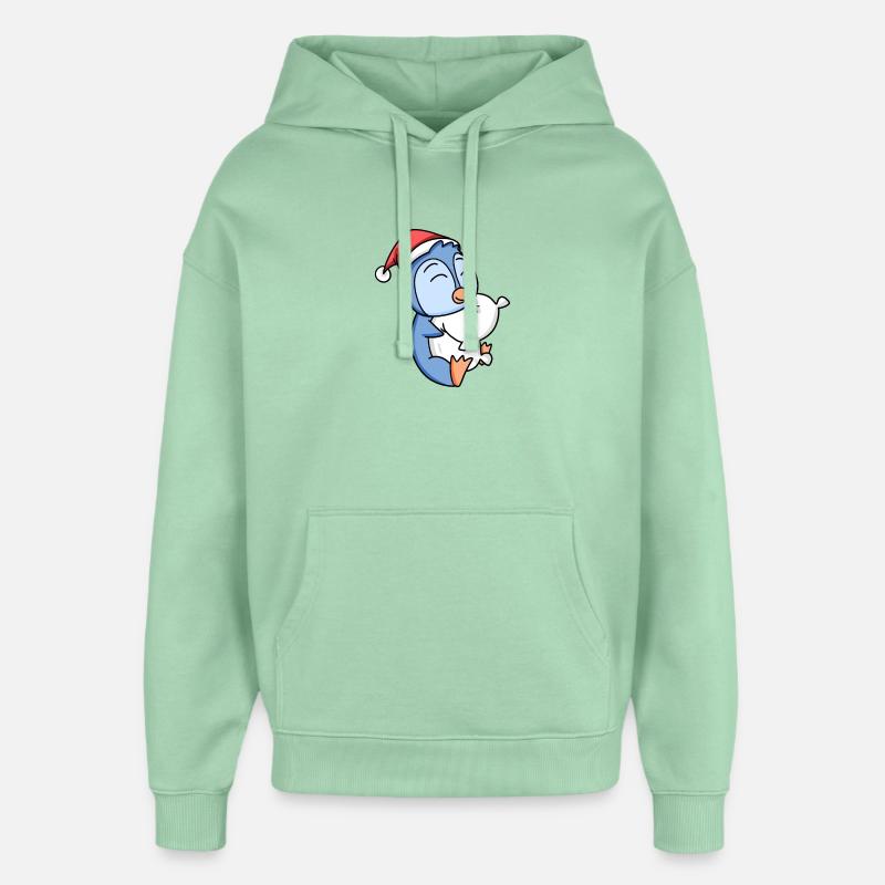 Pingouin Mignon Fatigué Noël - Sweat à capuche unisexe Stanley/Stella Oversized - jade brumeux