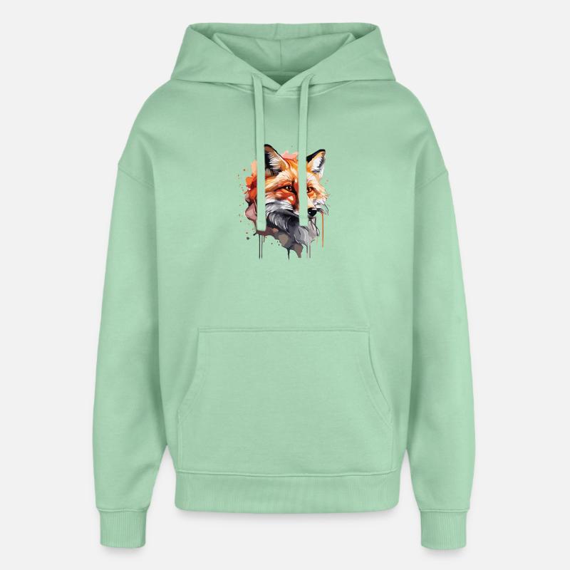 Renard mignon - Sweat à capuche unisexe Stanley/Stella Oversized - jade brumeux