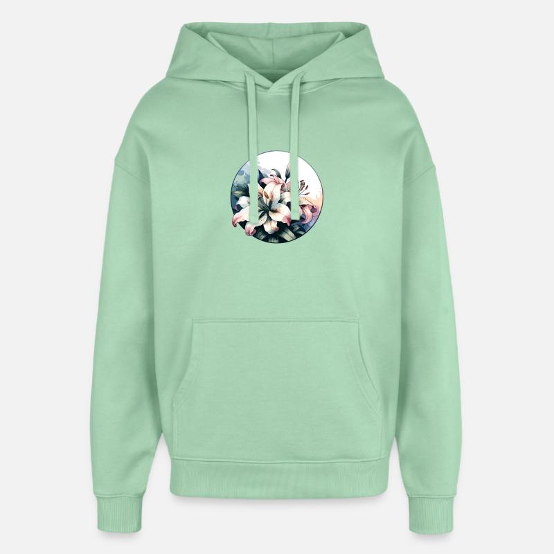 Lys dessinés - Sweat à capuche unisexe Stanley/Stella Oversized - jade brumeux